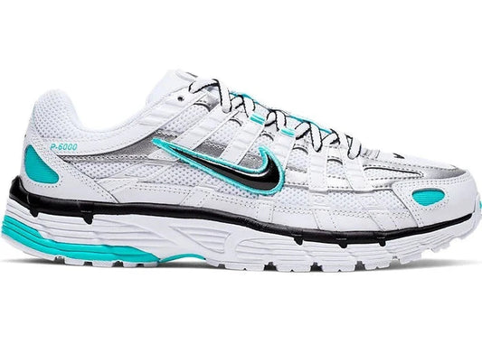 Nike P-6000 White Light Aqua, blanche et argentée avec accents aqua