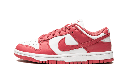 Nike Dunk Low Archeo Pink, vue de profil en cuir blanc et rose soutenu