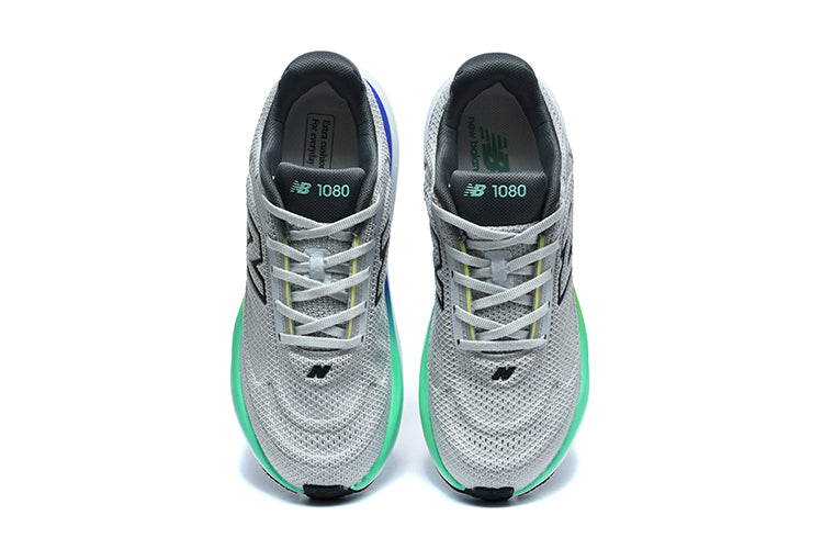 New Balance 1080v15 Gris / Blanc / Vert – vue 1